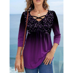 YYFS Naiste Mood Vabaaja Kevad S&uuml;gis 3/4 varrukatega V-kaelusega Pluusid ja S&auml;rgid XXXXXL