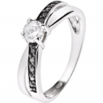 LOVA LOLA VAN DER KEEN - Solitaire S&otilde;rmus - Prestige Ehted - Mustvalged s&uuml;nteetilised teemandid - 925 Sterling Silver - 54 valge
