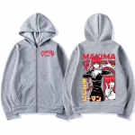 Jaapani Anime Saekettaga Tr&uuml;kitud Kapuutsiga Makima Naljakas Tr&uuml;kk Mehed Naised Lukuga Kapuutsid Suur Suurus Dressipluus Harajuku Soe Lukuga Jakk XXXL hall