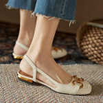Zapatos Mujer Prantsuse Vintage Naiste Sandaalid Suvi 2024 Uued Elegantse Madala Kontsaga Kingad Laisad Vabaaja Muller Kingad Disainer Naiste Kingad 34 beež