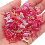 Loomingulised akr&uuml;&uuml;list meisterdatud kristallist k&auml;sitsi valmistatud DIY tarvikud 20 tk AB v&auml;rvi mitmev&auml;rvilised liblikahelmed ehete tegemiseks koos auku lahtiste vahehelmestega punane