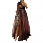 Naiste &otilde;htukleit 3D lilledekoratsiooniga &Uuml;he &otilde;laga Plisseeritud Plisseeritud T&uuml;ll Banketikleit S