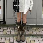 V&auml;ljas Metslind Vihmasaapad Naiste Pikad Saapad R&uuml;&uuml;tlisaapad Pikad Saapad S&uuml;gis ja Talv Veekindlad Vihmasaapad K&otilde;rged Saapad Ni&scaron;i Pruunid Saapad 35