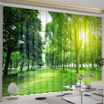 Looduslik maastik Mets maastik Muru Puu Aken Kardinad Elutoa Rulood Magamistoa Vannitoa K&ouml;&ouml;k Uks Kodukaunistus 2tk W50X160H(cm)x2Pcs&Hook