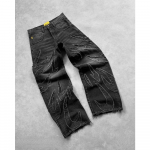 Y2k Hip Hop Baggy Teksad Distressed Retro Mustad P&uuml;ksid Tikand Harajuku Gooti laia s&auml;&auml;rega p&uuml;ksid T&auml;navar&otilde;ivad P&uuml;ksid S