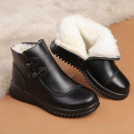 Eakate Naiste Talvised Ehtsad Nahast Kingad Ema Soojad L&uuml;hikesed Saapad Vanaema Fliisvoodriga Libisemisvastased Puuvillased Saapad 39 must