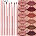 6tk/komplekt Nude huulelaineri komplekt veekindel matt viimistlusega kauap&uuml;siv huulepulk m&auml;&auml;rdumiskindel huulel&auml;ige Lihtne pealekandmine, kingitus k&otilde;igile nahat&uuml;&uuml;pidele A