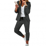 2 tk/komplekt Naiste mantlip&uuml;kste komplekt &Auml;rikomplekt pikkade varrukatega &uuml;hev&auml;rviline pingutusn&ouml;&ouml;r elastne v&ouml;&ouml;koht rev&auml;&auml;r Slim Fit p&uuml;ksid bleiser p&uuml;kste &uuml;likond 2XL tumehall v&auml;rv