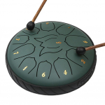 6-tolline 11 noodiga k&auml;epann-trumm koos trummi koti, noodiraamatu, trummipulkadega, k&auml;epann-trumm meelelahutuseks, meditatsiooniks, joogaks, zeniks, kingitused roheline