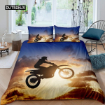 Mootorratturi Tekikott Komplekt Motokrossi S&otilde;itja Lastele Teismelistele &Auml;&auml;rmuslike Spordialade Stiilis Pol&uuml;ester Voodipesu Komplekt Voodipesu Kahekohaline Queen King EU single(135x200cm) gray