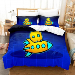 3D Prindiga Koomiks M&auml;ngu Geometry Dash Voodipesukomplekt Tekikott Voodikomplekt Tekikott Padjap&uuml;&uuml;r Tekk kuningas Queen Suurus Poisid T&auml;iskasvanud EU Single 135x200cm