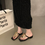 Mood Metalljalatsid Naiste Sussid pl&auml;tud Suvised Rannad Luksuslikud Korterid Sandaalid Kingad Naiste Slindid Sussid 35 must