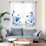 2 Panel Butterfly Voile L&auml;bipaistev kardin magamistoa elutuppa aknaluugid Akna suurust saab kohandada cortina 140W160H(CM)55x63in&Grommet Top