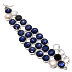 Amethyst, Pearl handmade 925 Sterling Silver Bracelet 7-8 R7E13