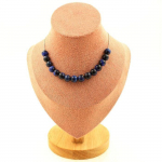 Pierres et Min&eacute;raux. Collier 15 perles Oeil de Tigre Bleu 8 mm. Chaine en acier inoxydable Collier femmes, hommes. Taille personnal