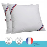 DODO Lot de 2 oreillers Tendance - 60 x 60 cm - Garnissage 100% Polyester fibre creuse silicon&eacute;e - Blanc