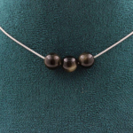 Pierres et Min&eacute;raux. Collier 3 perles Obsidienne dor&eacute;e 8 mm. Chaine en acier inoxydable Collier femmes, hommes. Taille personnalisa kuld