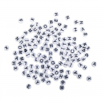 Perles plastiques &agrave; lettres, 9mm &oslash;, blanc, rond, 40g