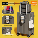 Jaapani stiilis kompaktne v&auml;rske kohver: Vastupidav universaalne ratask&auml;ru noortele, naistele ja meestele naha ja paroollukuga 24 inches