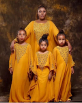 Georgette Stiilne Laste Kaftan Kollane Ramzan Eid Laste Pikk Kleit Maroko Pulmad K&auml;sit&ouml;&ouml; 2 Years kollane