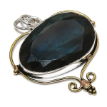 Labradorite Handmade Two Tone 925 Sterling Silver Pendant 1.93 p4w86