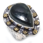 Labradorite Handmade 925 Sterling Silver Two Tone Ring Size 7.5 y7q29