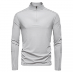 Kevad Suvi Meeste Jahe Puudutus UPF 100+ P&auml;ikesekaitse T-s&auml;rk Mock kaelus Slim Fit Pikkade varrukatega Pullover Pealmine T-s&auml;rk Meestele EUR XXL 95-105kg helehall v&auml;rv