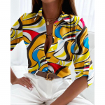 Women's Floral Print Long Sleeve Blouse - Spring/Autumn Casual Shirt Top S