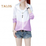 Naiste p&auml;ikesekaitse jakk t&auml;ispika lukuga &otilde;huke kapuutsiga jakk sportlik treening anti-UV tuulejope kiiresti kuivav matkajope v&auml;litingimustes telkimiseks M roheline