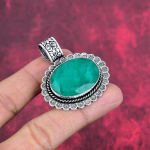 Smaragdripats, 925 h&otilde;bedast ripats v&auml;&auml;riskividega ehe, k&auml;sitsi valmistatud ripats h&auml;mmastav ehe, kingitus talle 1.97 Inches roheline