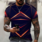 Uus trend Hip Hop Harajuku meeste suvised vabaaja spordir&otilde;ivad geomeetrilise 3D-teemanttr&uuml;kiga l&uuml;hikeste varrukatega T-s&auml;rk S