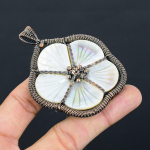 Mother Of Pearl Handmade Copper Wire Wrap Pendant 3.03 t3j89