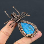 Chrysocola Handmade Copper Wire Wrap Spider Pendant Jewelry 2.83 n0h83