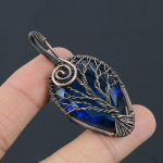Tree Of Life London Blue Topaz Copper Wire Wrap Jewelry Pendant 2.36 e8k32