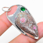 Ruby in Fuchsite, Diopside Ethnic 925 Sterling Silver Jewelry Pendant 2.25 h0H63