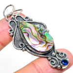Abalone Shell,Blue Topaz 925 Sterling Silver Jewelry Pendant 2.68 p8e32