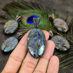 Natural Labradorite Gemstone Handmade Copper Wire Wrap Pendant 2.09 t3e31