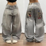 Mood vabaaja lahtised suured taskuteksad Harajuku k&otilde;rge v&ouml;&ouml;kohaga sirge s&auml;&auml;re laia s&auml;&auml;rega p&uuml;ksid L sinine