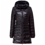 Naiste pikk talvine soe mantel Naiste &uuml;likerge valge pardi sulejope kotiga Naiste joped S must