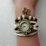 Naiste ehtsast nahast vintage kvartskell mitmekihiline k&auml;sitsi valmistatud k&auml;ev&otilde;ru K&auml;ekellad reguleeritava pikkusega paarikella k&auml;ev&otilde;ru valge