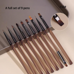 9 tk Prantsuse triibuga k&uuml;&uuml;nemaali lainerpintslite komplekt 3D otste joonte triipude DIY joonistuspliiats UV geelpintslid maalimispliiats manik&uuml;&uuml;ri t&ouml;&ouml;riistad