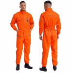 Unisex Vastupidavad T&ouml;&ouml;overallsid P&uuml;stkrae Pikkade Varrukatega Mitmed Taskud Helkurribad T&auml;ispikk Jumpsuit T&ouml;&ouml;vorm 190/4XL oranž