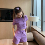 Suvine suures suuruses naiste vabaaja kapuutsiga l&uuml;hikeste varrukatega kampsun, kapuuts ja spordip&uuml;ksid, kaheosaline &uuml;likond 3XL