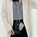 Kaela kandmiseks m&otilde;eldud n&ouml;&ouml;riga crossbody rahakott, telefoni&uuml;mbris iPhone 16 15 14 13 12 11 Pro Max XR XS 8 7 SE 2 3 jaoks, kaardihoidja, ketiga rihm, n&ouml;&ouml;riga kott, kate IPhone SE 2022 must