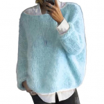 Naiste kampsun &uuml;mara kaelusega pikkade varrukatega lahtise l&otilde;ikega kudumistopid hingav lahtine M sinine