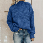 Womens Fashion Solid Long Sleeve Sweater Loose Turtleneck knitting Sweater M