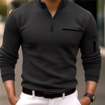 Meeste pikkade varrukatega polos&auml;rk Moodne &uuml;hev&auml;rviline Vaba aeg Sport Pullover Golf Slim T-s&auml;rk Meeste vabaajar&otilde;ivad. L must