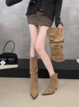 2025 s&uuml;gis ja talv uus mugav pandlaga terava kontsaga kitsas kontsaga k&otilde;rge kontsaga naiselik saledaks pikad ratsasaapad 35