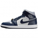 Air Jordan 1 Mid Midnight Navy Kuldsete V&otilde;ludega Naiste Tennised Sinised Football-Grey Valged FZ8777-044 38.5