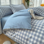 Ruuduline Triibuline Voodilina Tekikate Twill Paksenenud Tekikate Voodipesu Tekikate Kolmeosaline Voodilinasari 1.2m bed three-piece set gray